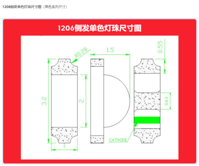 1206灯珠，1206led灯珠封装尺寸图，1206灯珠一颗多少瓦？