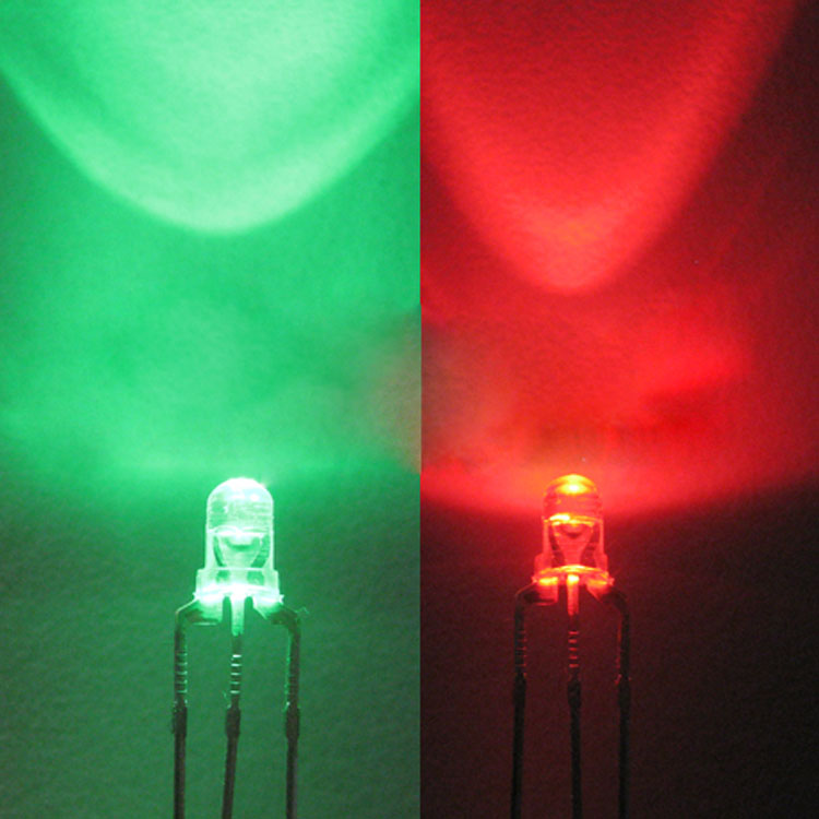 4mm红绿双色直插led灯珠参数，插针间距4mm的led灯珠参数尺寸