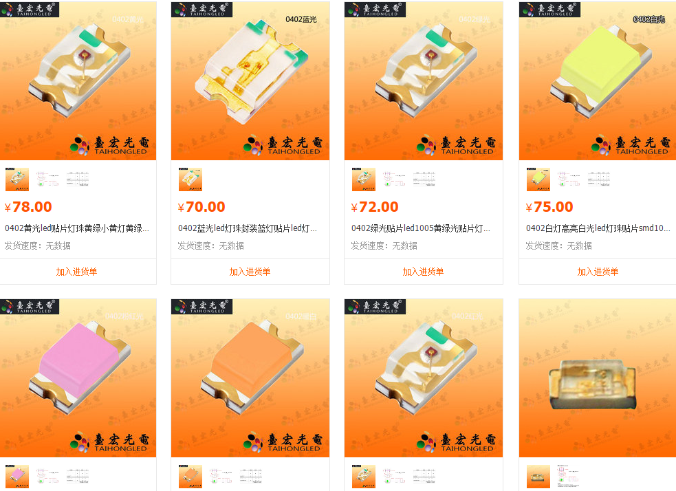 0402灯珠 ， 0402灯珠尺寸，0402led灯珠多少钱一个？