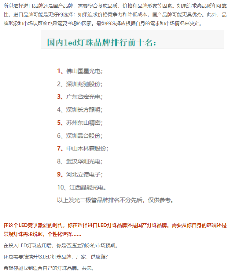 灯珠教授：led灯珠品牌哪个好？如何挑选合适的LED灯珠品牌？