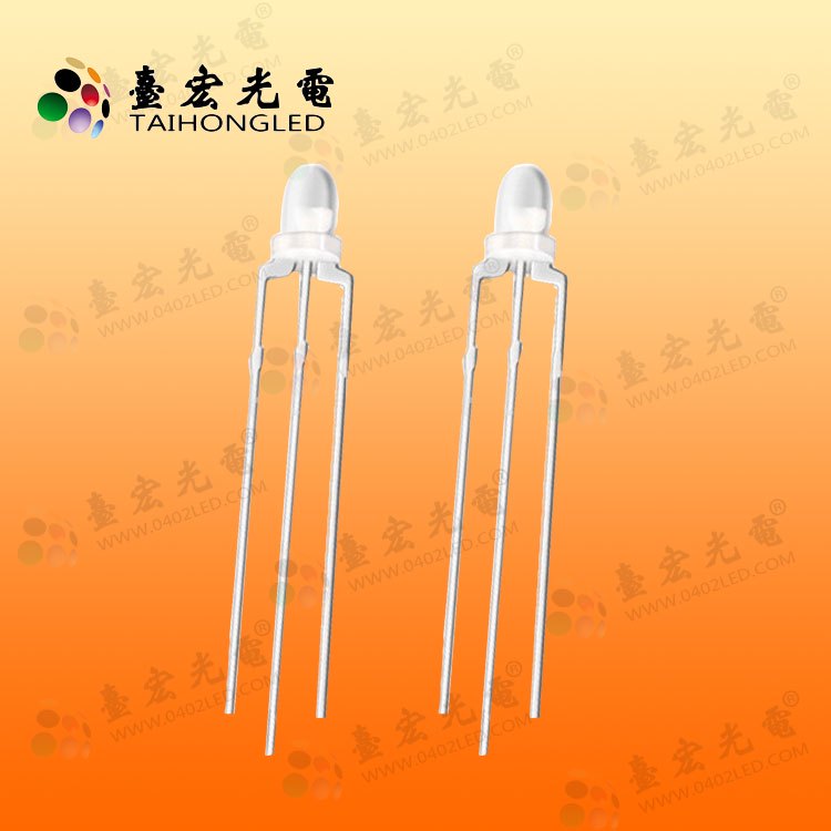 插件f3红蓝双色led灯珠,3mm雾状红蓝双色指示灯共阴共阳直插led发光二极管750-750