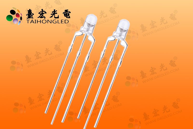 插件灯f3led灯珠3mm透明黄翠绿双色,led指示灯共阴共阳直插发光二极管定制
