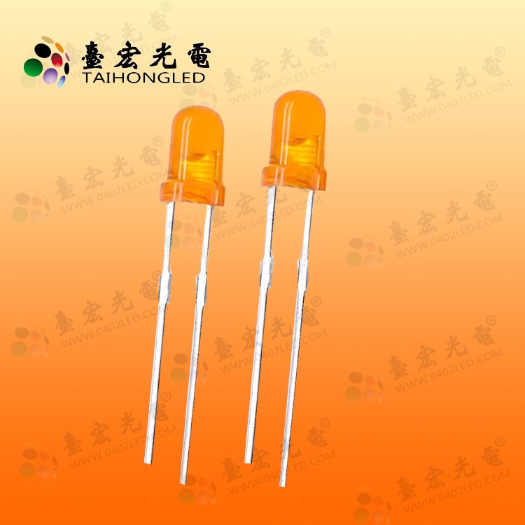灯珠led3mm，直插式F3圆头橙发橙光LED发光二极管750-750