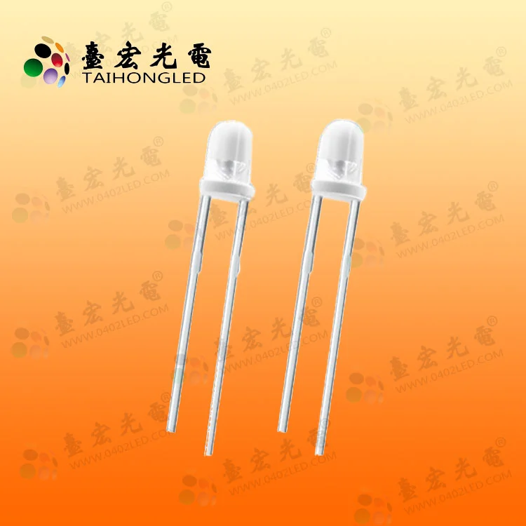 3mm白发翠绿高亮led灯珠，直插式F3MM圆头透明白发翠绿发光二极管750-750