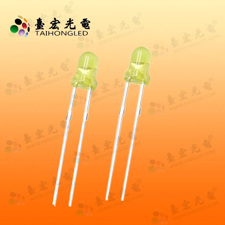 插件灯F3圆头黄发黄光led灯珠圆头-3mm黄光发光二极管750