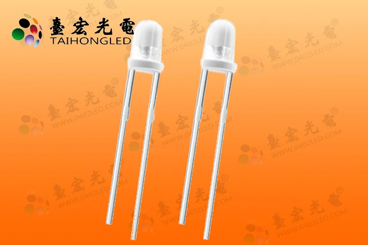 3mm白发翠绿高亮led灯珠，直插式F3MM圆头透明白发翠绿发光二极管