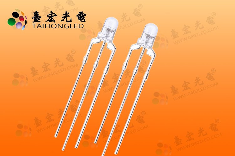 红蓝双色led灯珠，f3圆头透明3mm红蓝LED双色指示灯共阴共阳
